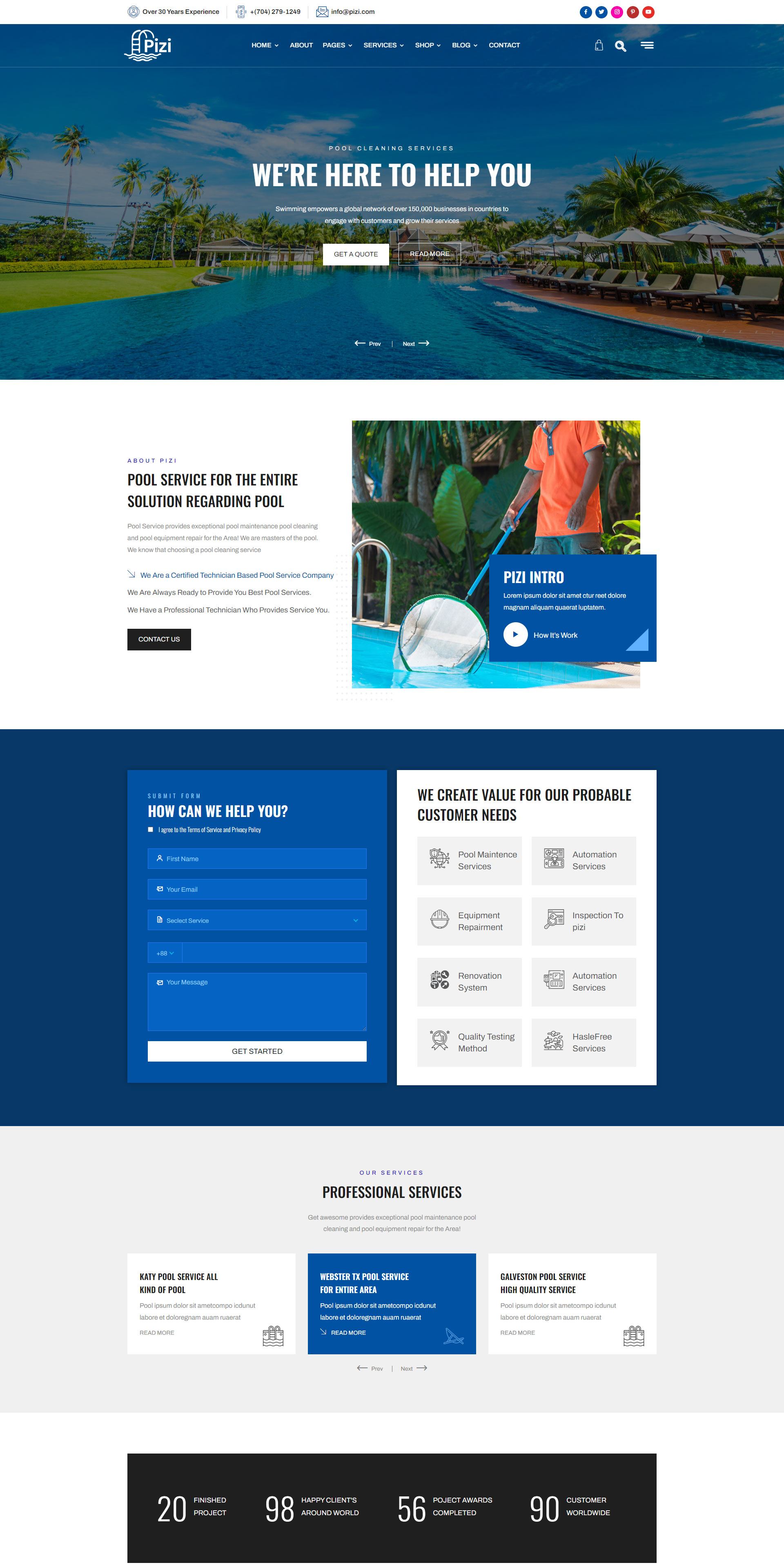 Mẫu website dịch vụ bể bơi 5